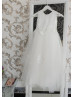 Ivory Lace Pleated Tulle Graceful Flower Girl Dress
